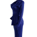  Trendy Round Neck Drape Collage Design Blue Polyester Sheath Mid Calf Dress