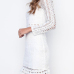  Trendy Round Neck Hollow-out White Lace Sheath Mini Dress
