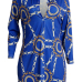  Trendy Turndown Collar Printed Blue Healthy Fabric Mini Dress(Without Belt)