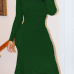  Trendy Turtleneck Asymmetrical Green Cotton Sheath Mid Calf Dress