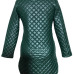  Trendy Turtleneck Long Sleeves Zipper Design Green Leather Mini Dress