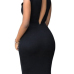  Trendy Turtleneck Tank Sleeveless Falbala Design Black Polyester Sheath Knee Length Dress