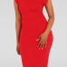  Trendy Turtleneck Tank Sleeveless Falbala Design Red Polyester Sheath Knee Length Dress