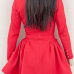  Trendy V Neck Double-breasted Design Red Linen Mini Dress