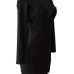  Trendy V Neck Zipper Design Black Polyester Sheath Mini Dress