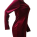  Vintage Round Neck Button Decorative Hollow-out Wine Red Polyester Mini Dress
