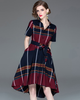 2019 summer new women's large plaid color dress #94989