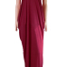 Alluring V Neck Spaghetti Strap Sleeveless Asymmetrical Wine Red Cotton Blend Ankle Length Dress