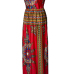 Bohemian V Neck Off The Shoulder Sleeveless Totem Printed Red Qmilch Ball Gown Ankle Length Dress
