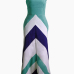 Bohemian V Neck Sleeveless Striped Printed Blue Polyester Ankle Length Dress
