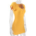 Button solid color package hip one-step dress sexy women's short sleeve dress #95127