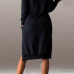 Casual Long Sleeves Side Split Asymmetrical Black Polyester Hooded Dress