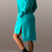 Casual Long Sleeves Side Split Asymmetrical Green Polyester Hooded Dress