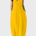 Casual V Neck Asymmetrical Yellow Blending Floor Length Dress