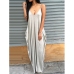 Casual V Neck Grey Blending Floor Length Dress