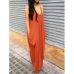 Casual V Neck Orange Blending Floor Length Dress