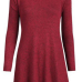 Cheap Fashion O Neck Long Sleeves Red Cotton Blend A Line Mini Dress