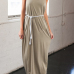 Cheap Fashion O Neck Spaghetti Strap Sleeveless Anklet Length Dress