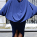 Euramerican Round Neck Hollow-out Blue Milk Fiber Ankle Length Dress