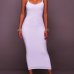 Euramerican Sleeveless White Cotton Blend Sheath Mid Calf Dress