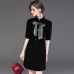 European and American women's 2019 spring new women's fashion sleeves A word skirt black dress #94997