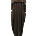 Fashion Dew Shoulder Falbala Design Grey-green Cotton Blend Ankle Length Dress