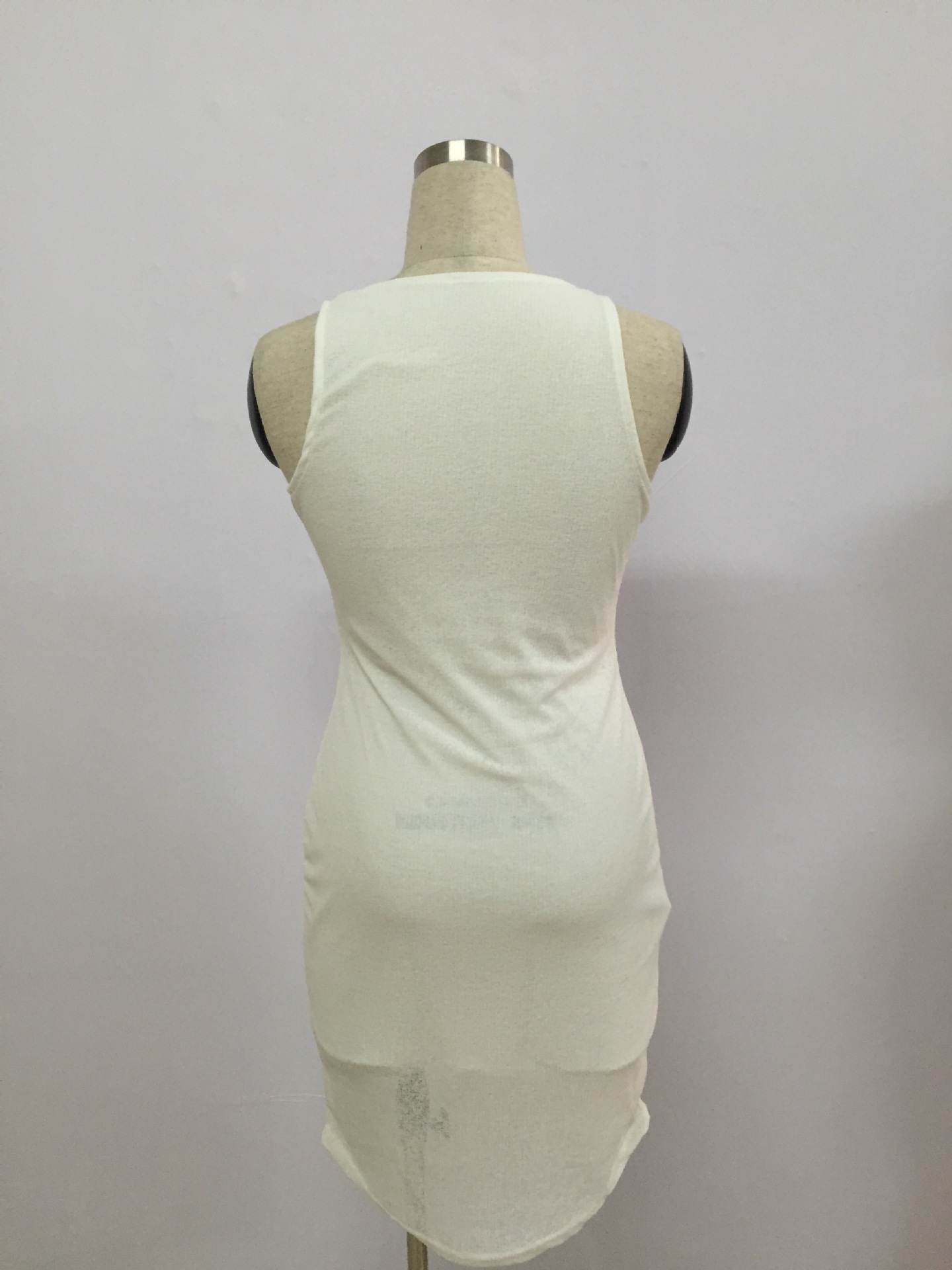 Fashion O Neck Tank Sleeveless White Blending Sheath Knee Length Dress