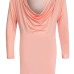Fashion V Neck Long Sleeves Asymmetrical Pink Cotton Blend Mini Dress