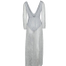 Fashion V Neck  Long Sleeves See-Through Grey Polyester Ankle Length Dress