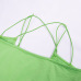 Fluorescent green sexy halter dress cross-border women's long sleeve nightclub V halter slit miniskirt #95104