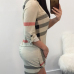 Leisure V Neck Striped Polyester Sheath Knee Length Dress