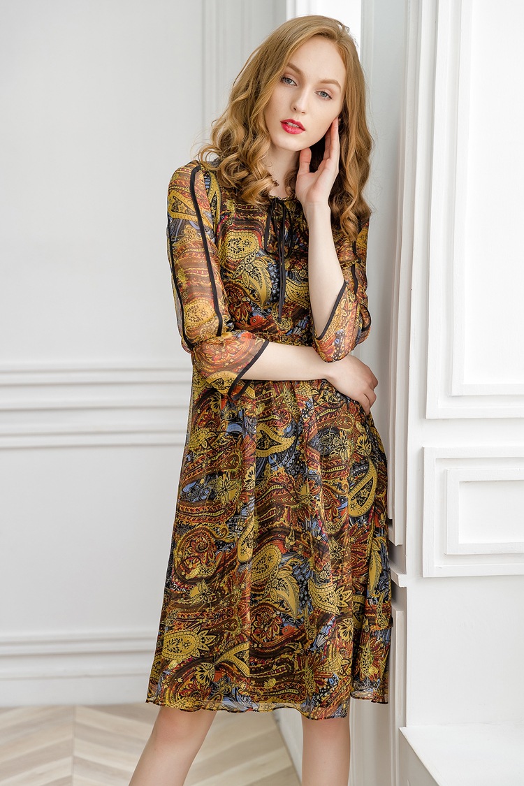 New 2019 summer print dress casual dress slim temperament lady dress #95007
