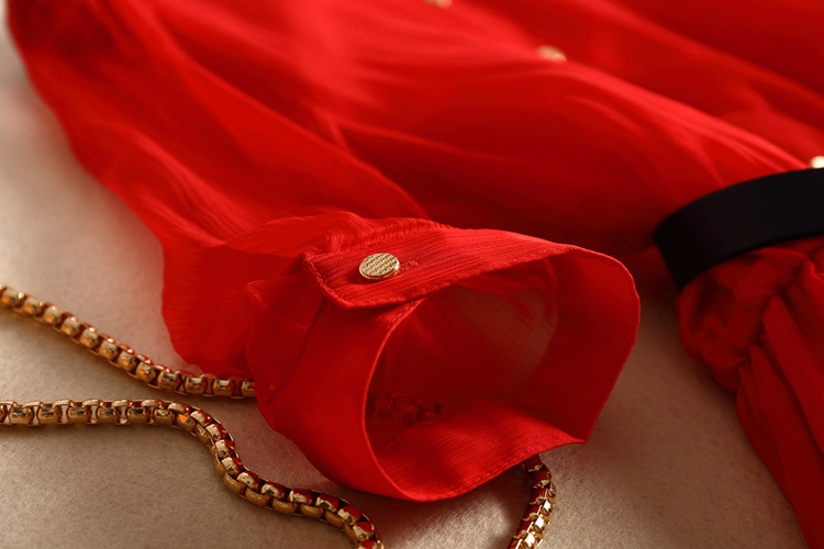 New boutique women's silk delivery belt circular collar mid-sleeve mulberry silk dress spring skirt #95042