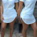 Sexy O Neck Short Sleeves Mesh Hollow-out White Polyester Sheath Mini Dress