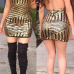 Sexy O Neck Tank Sleeveless Gold Sequined Sheath Mini Dress