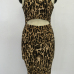 Sexy O Neck Tank Sleeveless Leopard Printed Polyester Sheath Knee Length Dress