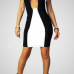 Sexy Off The Shoulder Sleeveless Black And White Patchwork Polyester Sheath Mini Dress