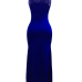 Sexy Round Neck Hollow-out Blue Healthy Fabric Sheath Ankle Length Dress