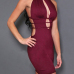 Sexy Round Neck Sleeveless Hollow-out Wine Red Qmilch Sheath Mini Dress