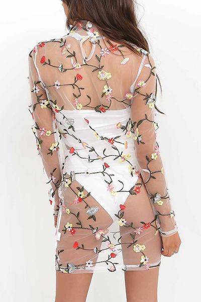 Sexy See-Through Gauze Sheath Mini Dress(Without Lining)