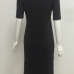 Simple O Neck Short Sleeves Black Cotton Blend Mini Dress (Without Accessories)