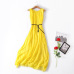 Sleeveless silk summer boutique dress belted waist train loose MIDI skirt #95051