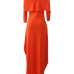 Stylish Dew Shoulder Falbala Design Orange Polyester Ankle Length Dress