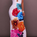 Stylish Dew Shoulder Floral Print White Polyester Sheath Ankle Length Dress