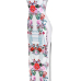 Stylish Round Neck Spaghetti Strap Sleeveless Floral Print Qmilch Sheath Ankle Length Dress