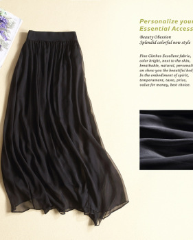 women's summer pure color silk skirt new skirt slim slim temperament elastic waist skirt #95060