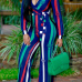  Euramerican Deep V Neck Striped Green Polyester One-piece Jumpsuits