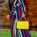  Euramerican Deep V Neck Striped Yellow Polyester One-piece Jumpsuits