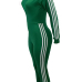  Euramerican Deep V Neck Zipper Design Green Polyester One-piece Jumpsuits