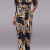  Euramerican V Neck Printed Polyester One-piece Jumpsuits